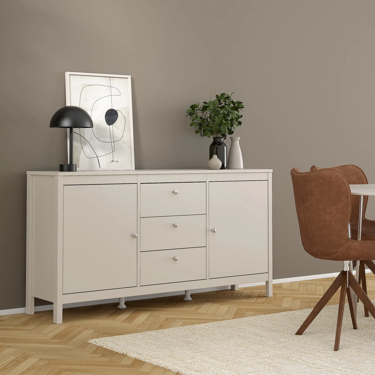 Madrid Sideboard 2 Doors + 3 Drawers in Cashmere