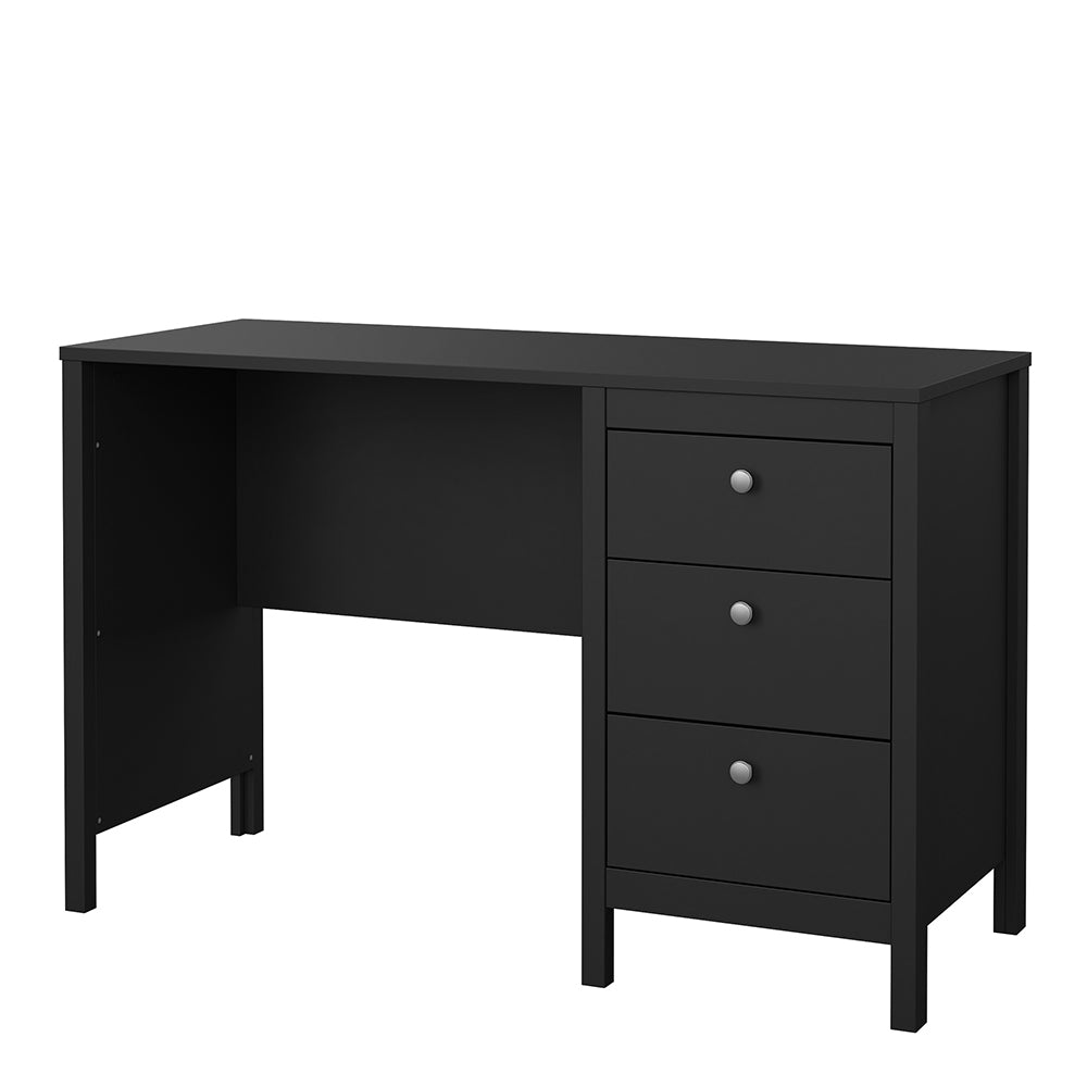 Madrid Desk 3 Drawers in Matt Black