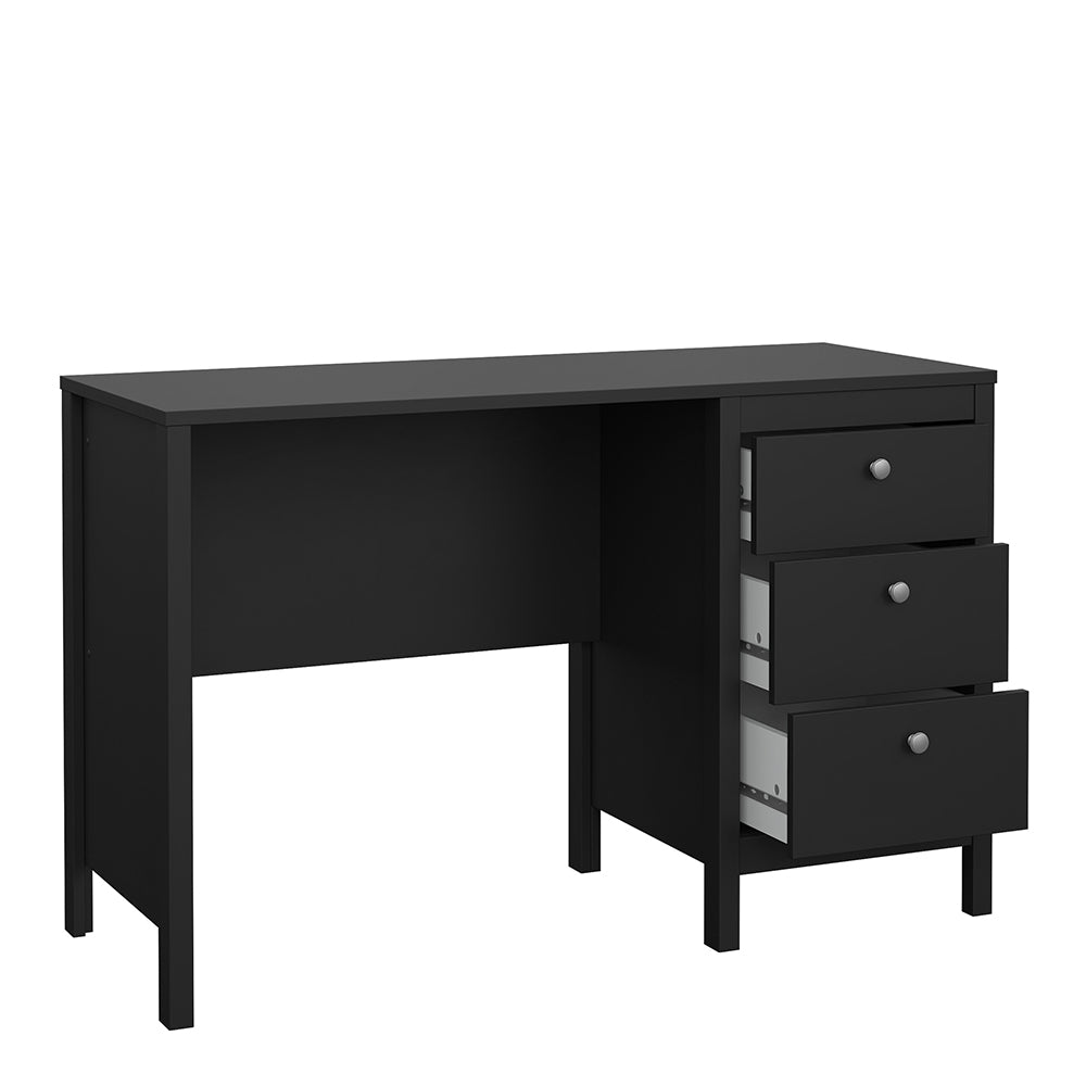 Madrid Desk 3 Drawers in Matt Black