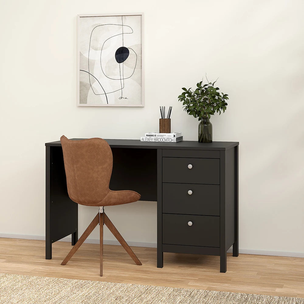 Madrid Desk 3 Drawers in Matt Black