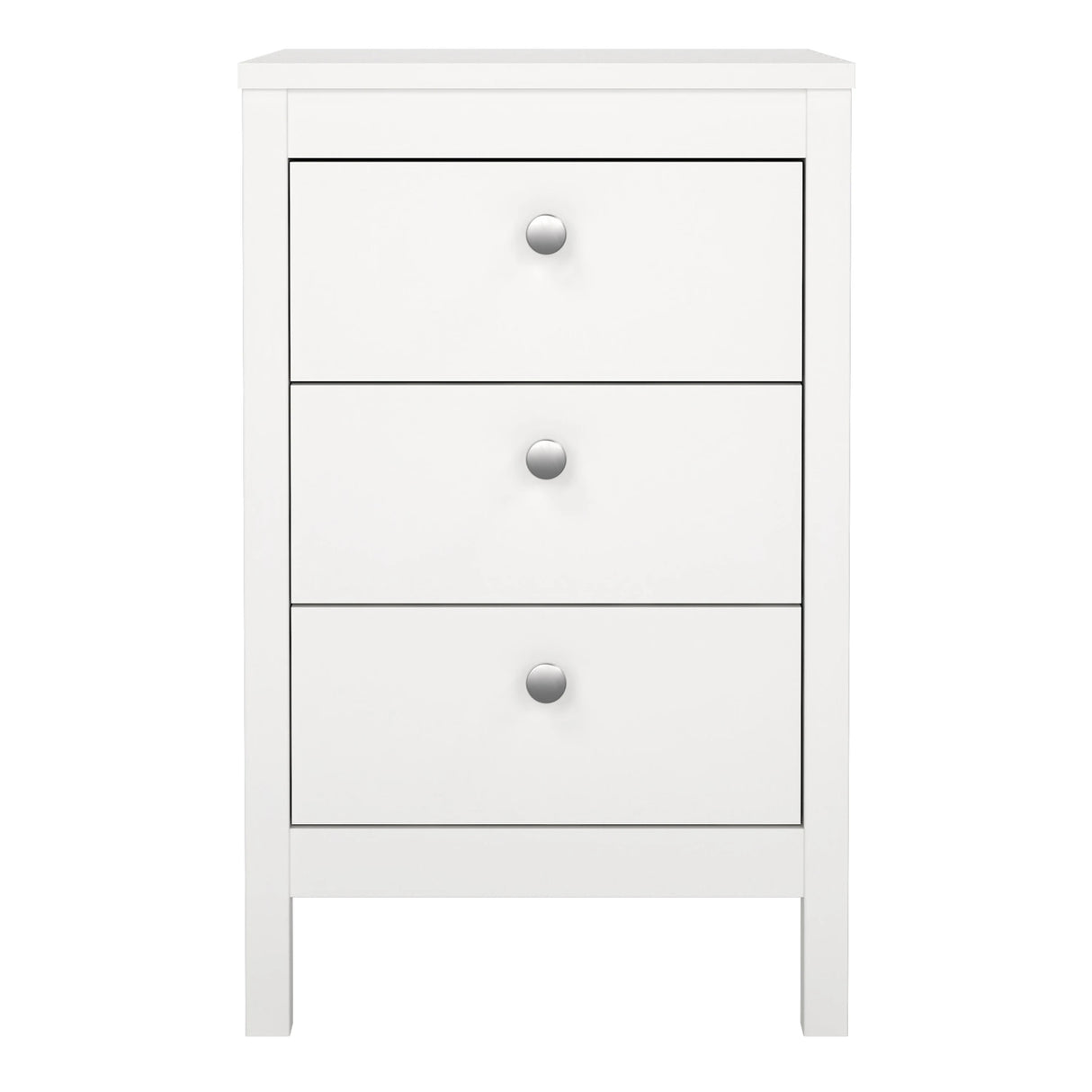 Madrid Bedside Table 3 Drawers in White