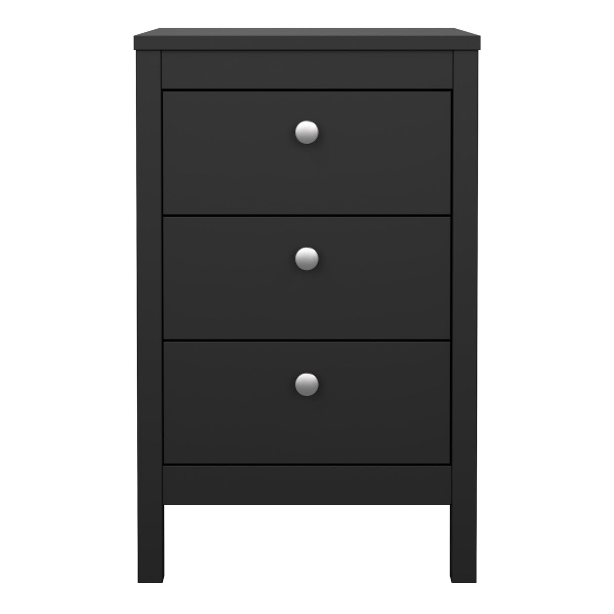 Madrid Bedside Table 3 drawers in Matt Black