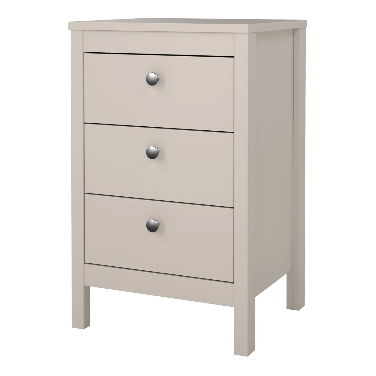 Madrid Bedside Table 3 Drawers in Cashmere