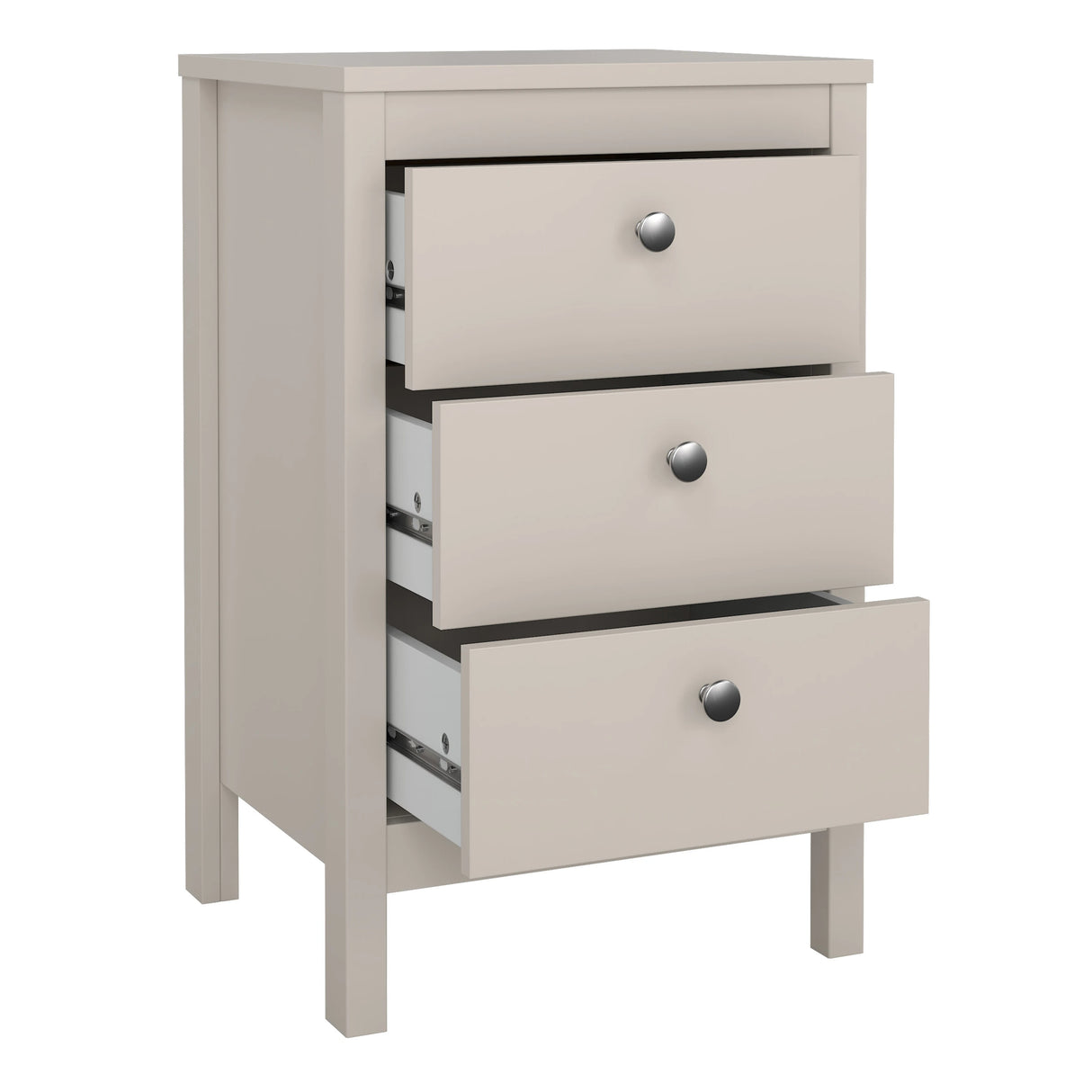 Madrid Bedside Table 3 Drawers in Cashmere