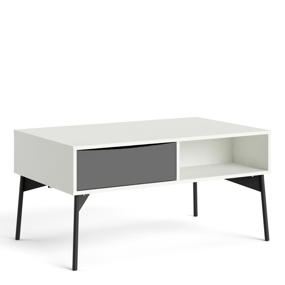 Fur Coffee Table with 1 Drawer Grey and White