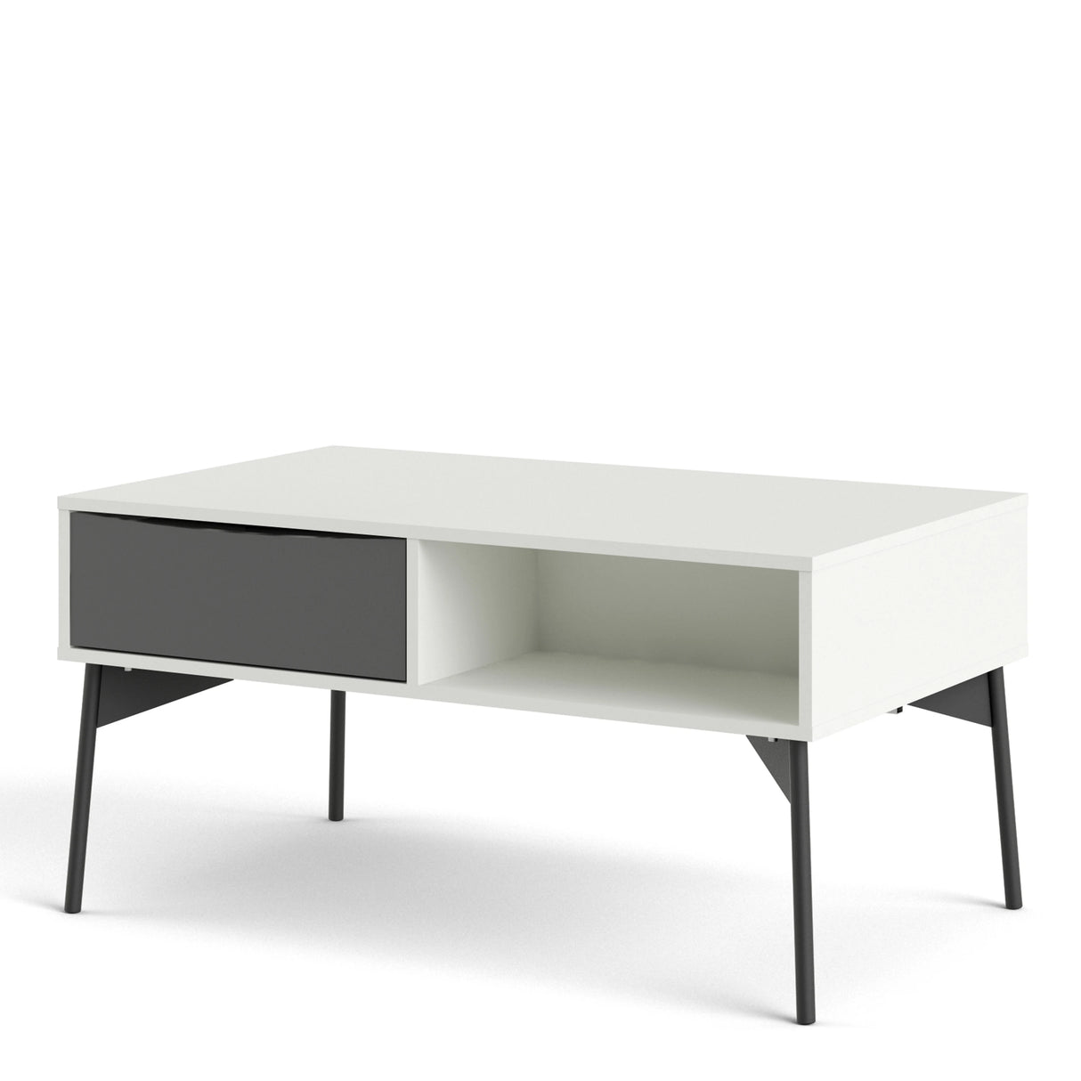 Fur Coffee Table with 1 Drawer Grey and White