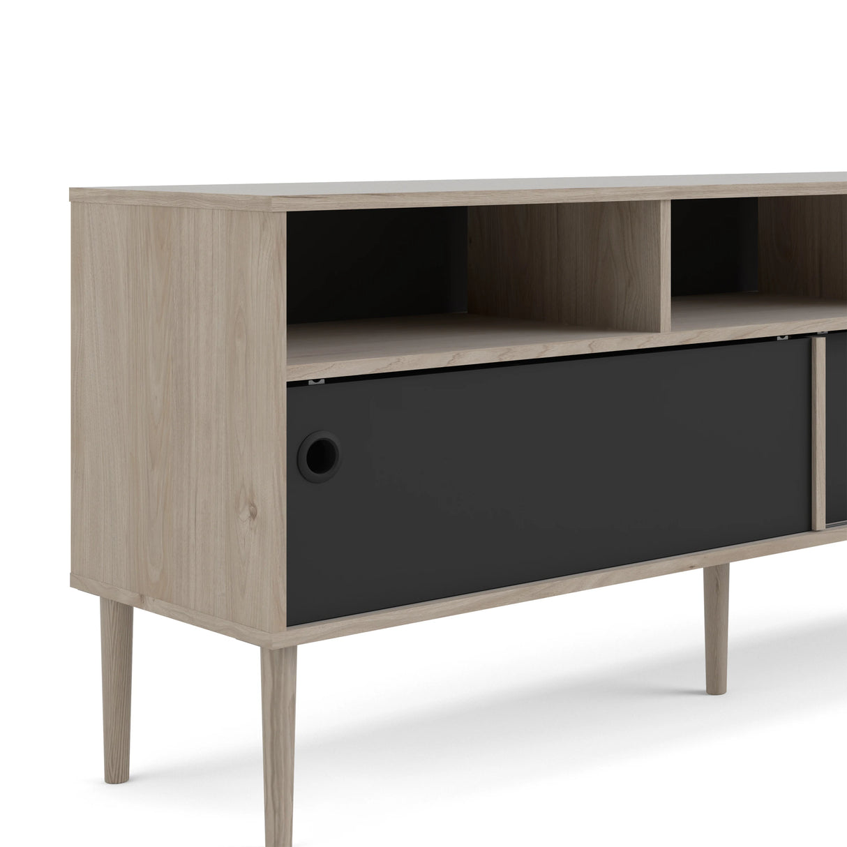Rome TV Unit 2 Sliding Doors Oak and Matt Black