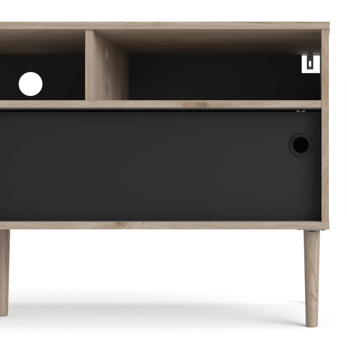 Rome TV Unit 2 Sliding Doors Oak and Matt Black