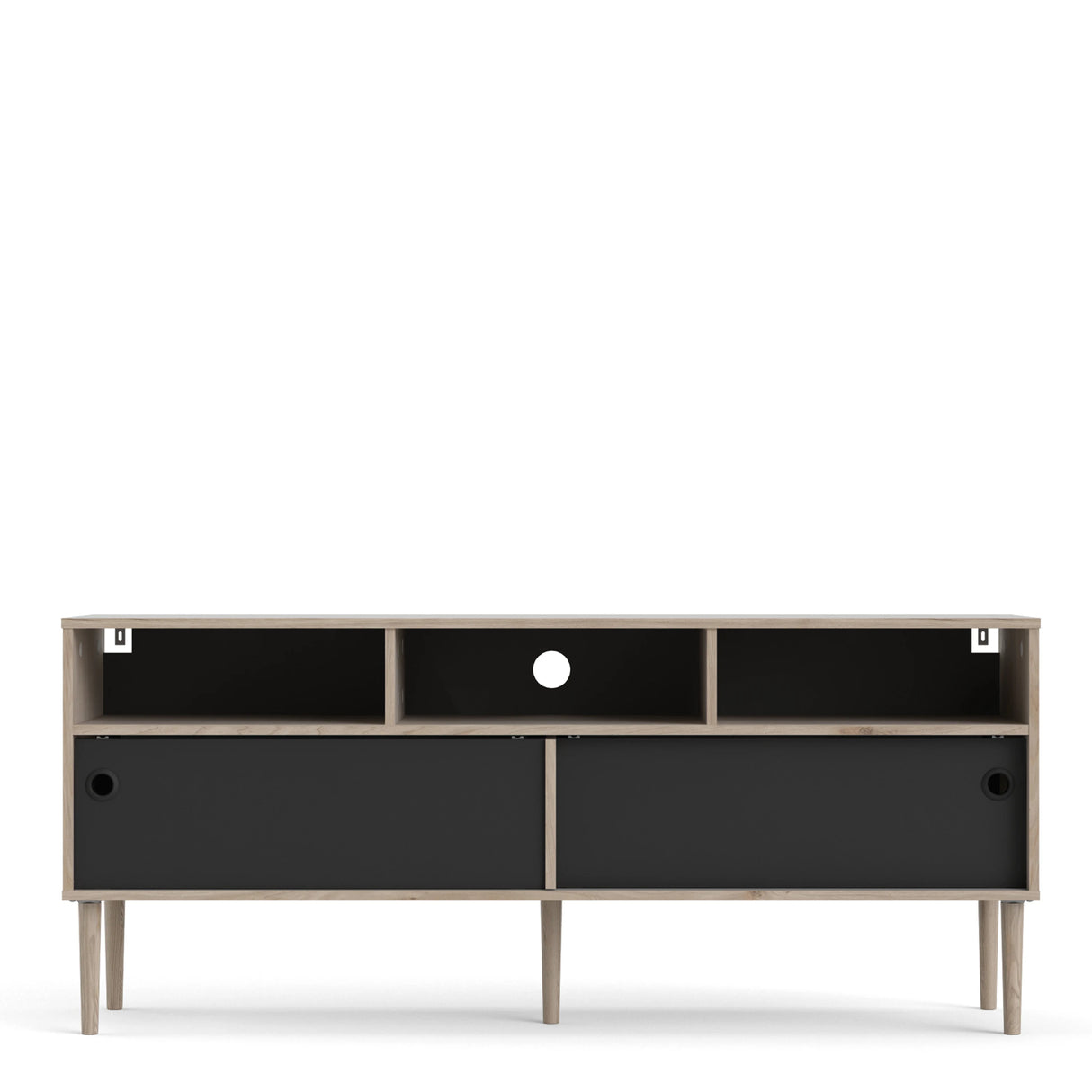 Rome TV Unit 2 Sliding Doors Oak and Matt Black