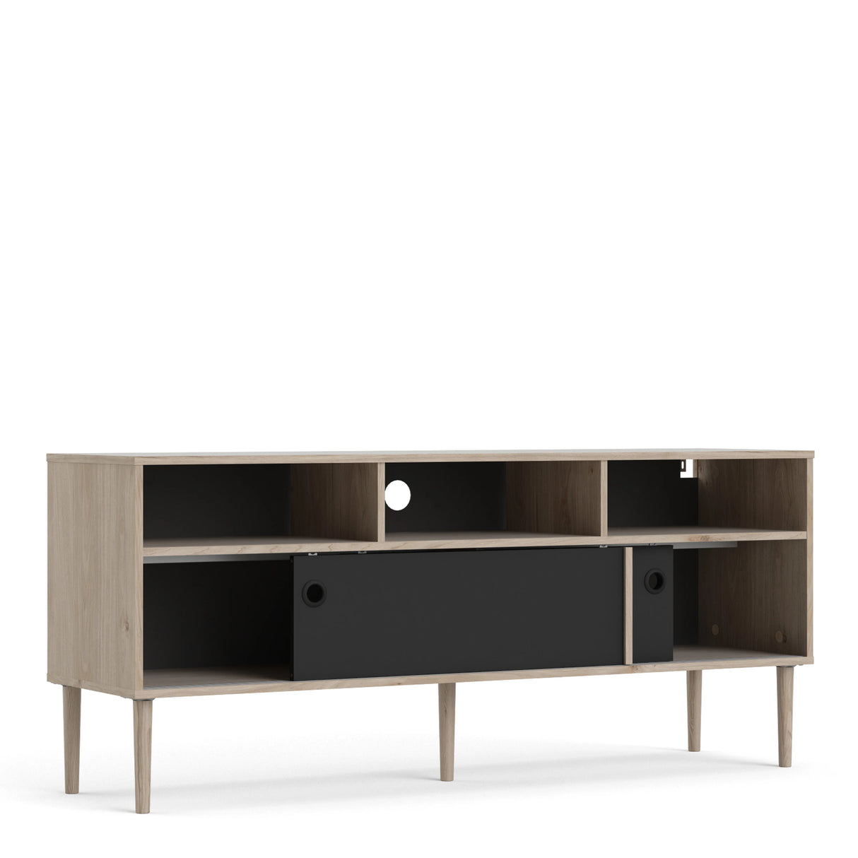 Rome TV Unit 2 Sliding Doors Oak and Matt Black