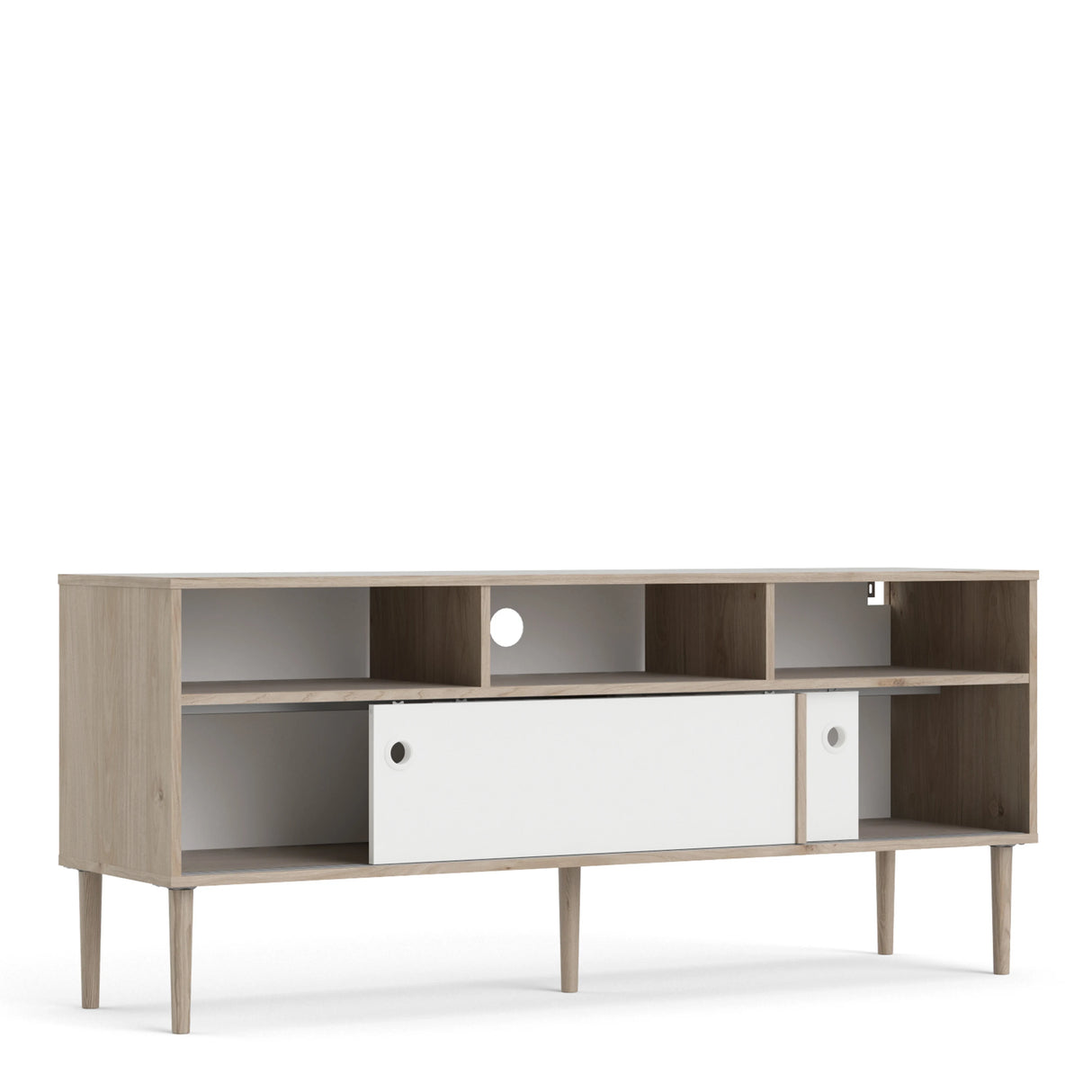 Rome TV Unit 2 Sliding Doors Oak and Matt White