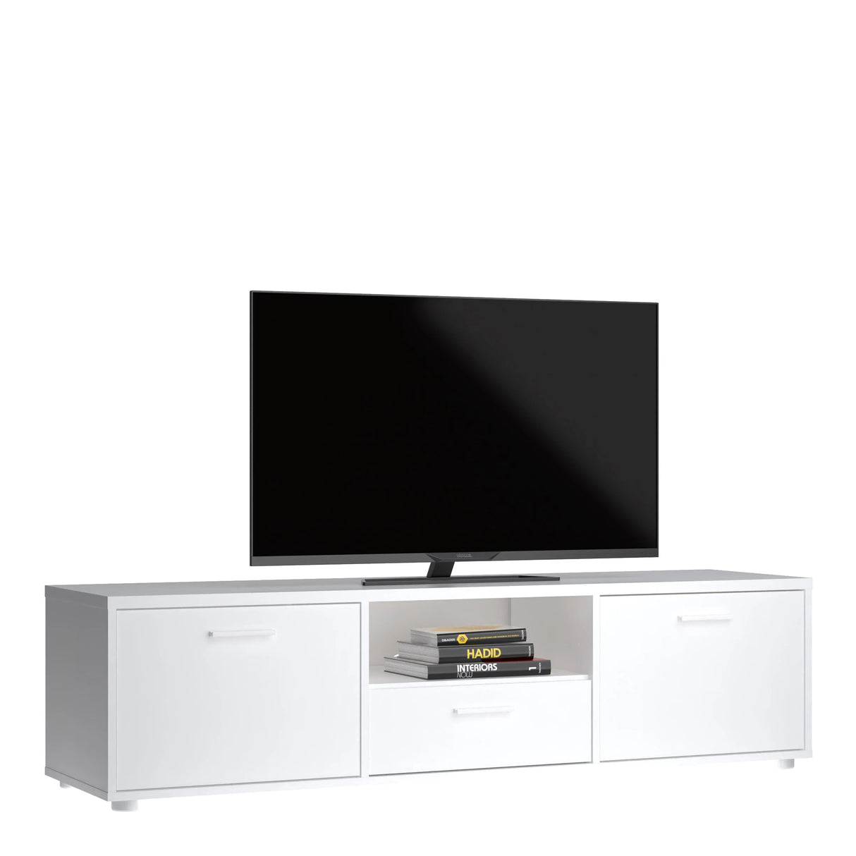 Media TV Unit with 2 Doors and 1 Drawer in White (147cm)