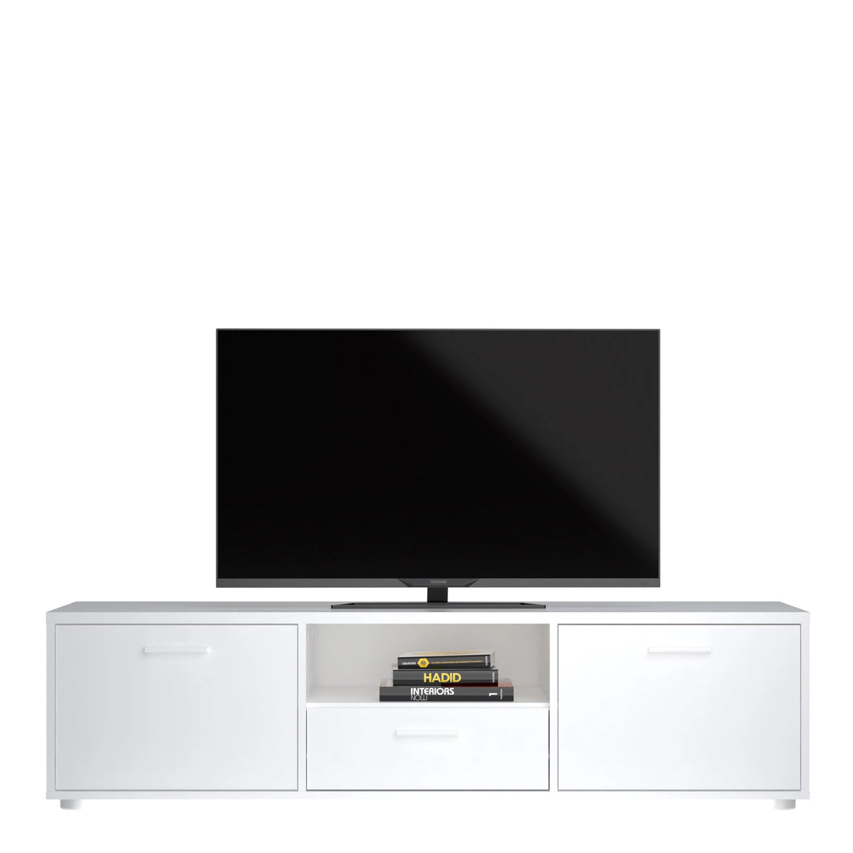 Media TV Unit with 2 Doors and 1 Drawer in White (147cm)