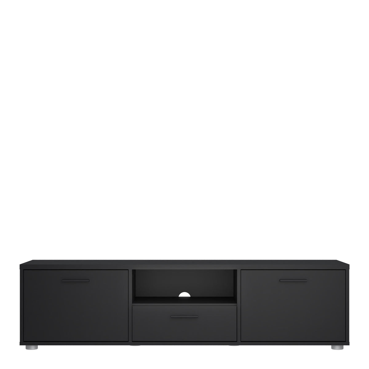 Media TV Unit with 2 Doors and 1 Drawer in Black (147cm)