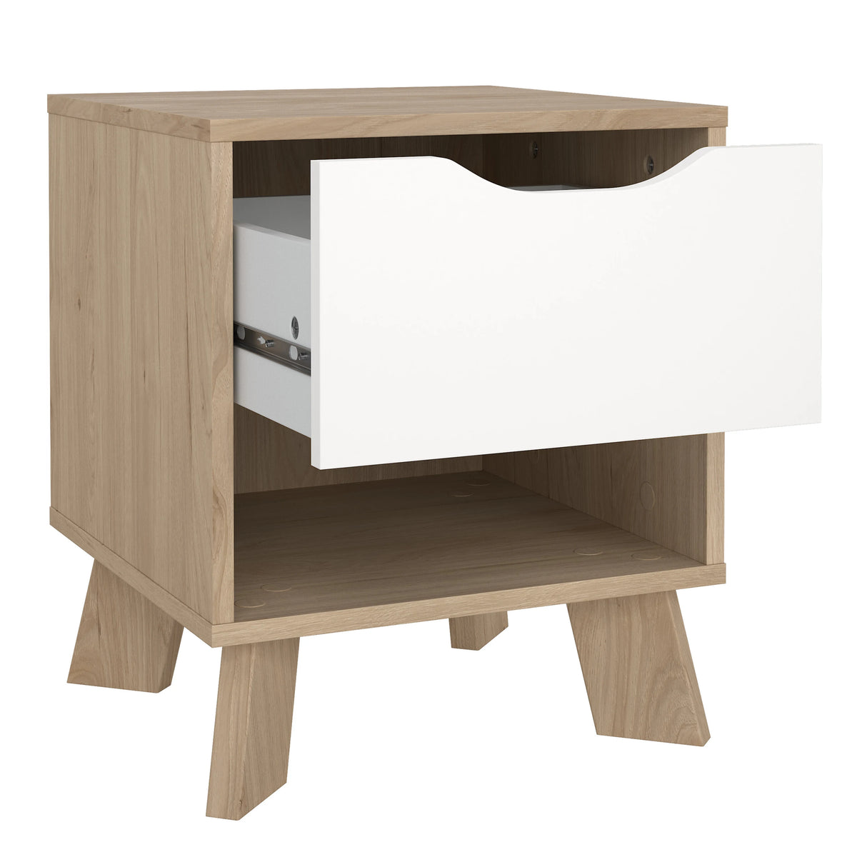 Ikast Nightstand 1 Drawer in Jackson Hickory and White