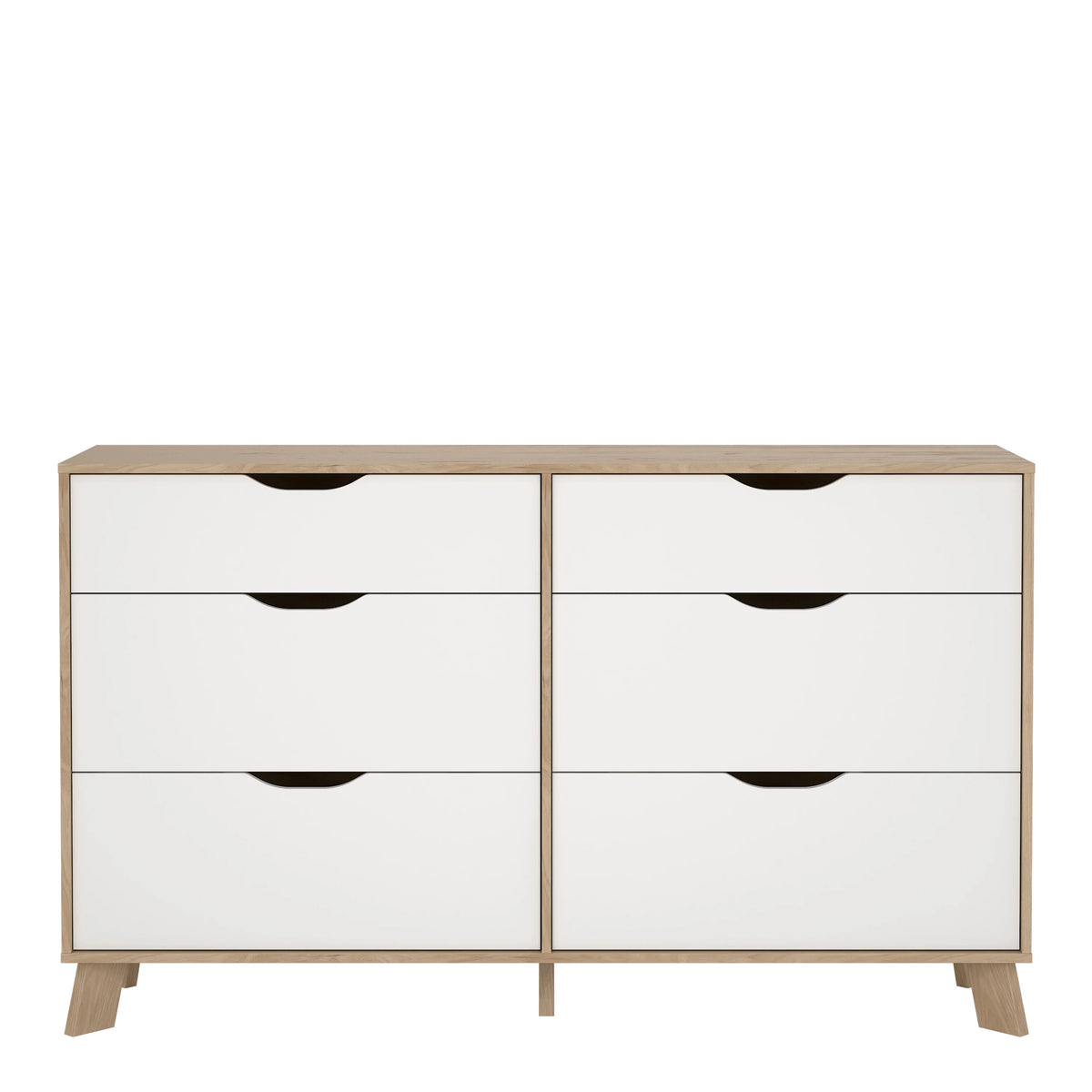 Ikast Double Dresser 6 Drawers in Jackson Hickory and White