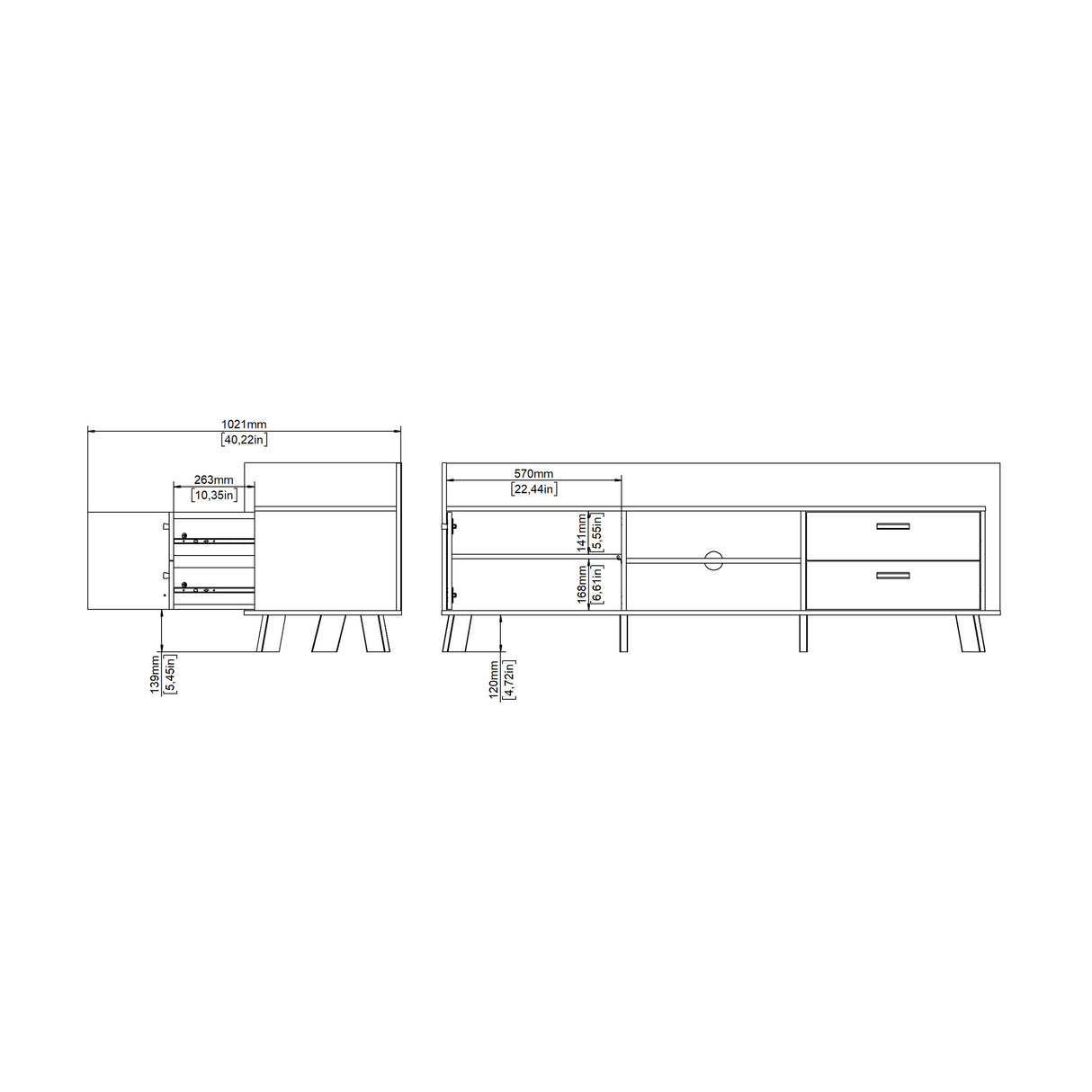 Ikast TV Unit 1 Door 2 Drawers in Jackson Hickory and White