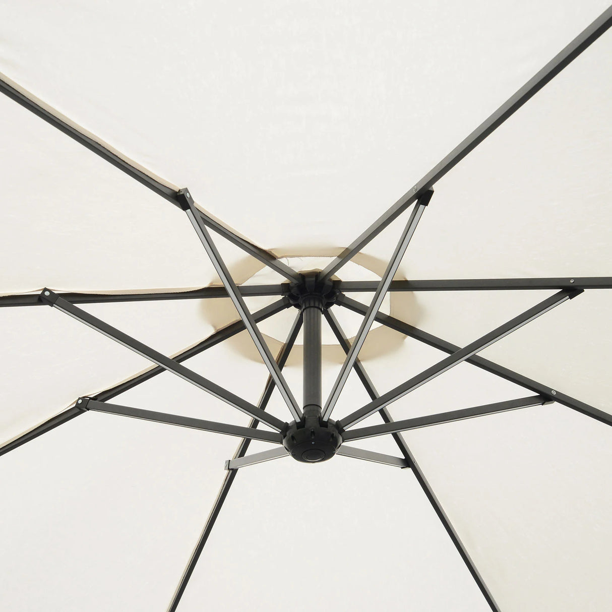 Outsunny Umbrella Parasol W/Solar Powered LED strips, 2.95x2.45H m-Cream