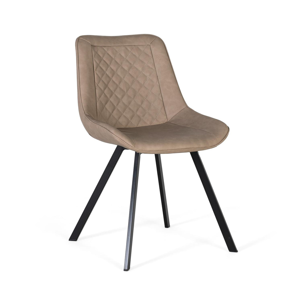 Giner and Colomer - Set Of 2 Chairs In Beige PU With Diamond Stitching & Black Steel Legs