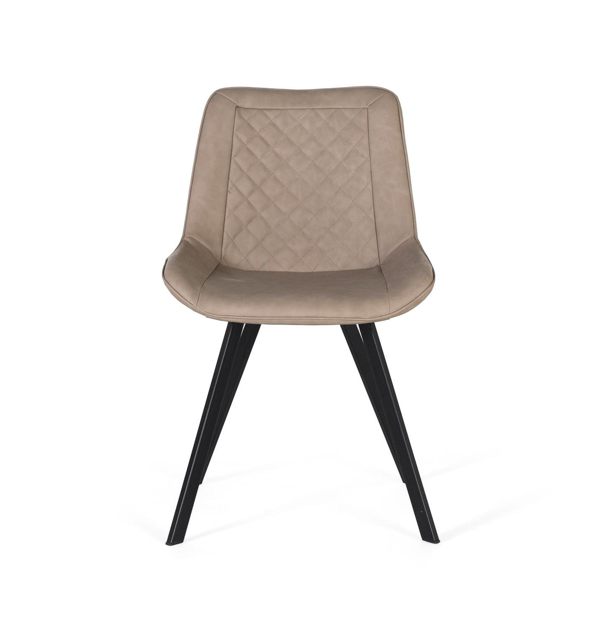 Giner and Colomer - Set Of 2 Chairs In Beige PU With Diamond Stitching & Black Steel Legs