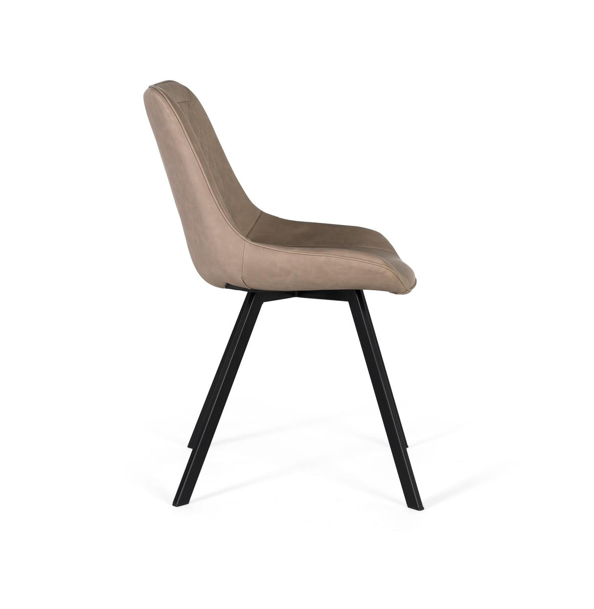 Giner and Colomer - Set Of 2 Chairs In Beige PU With Diamond Stitching & Black Steel Legs