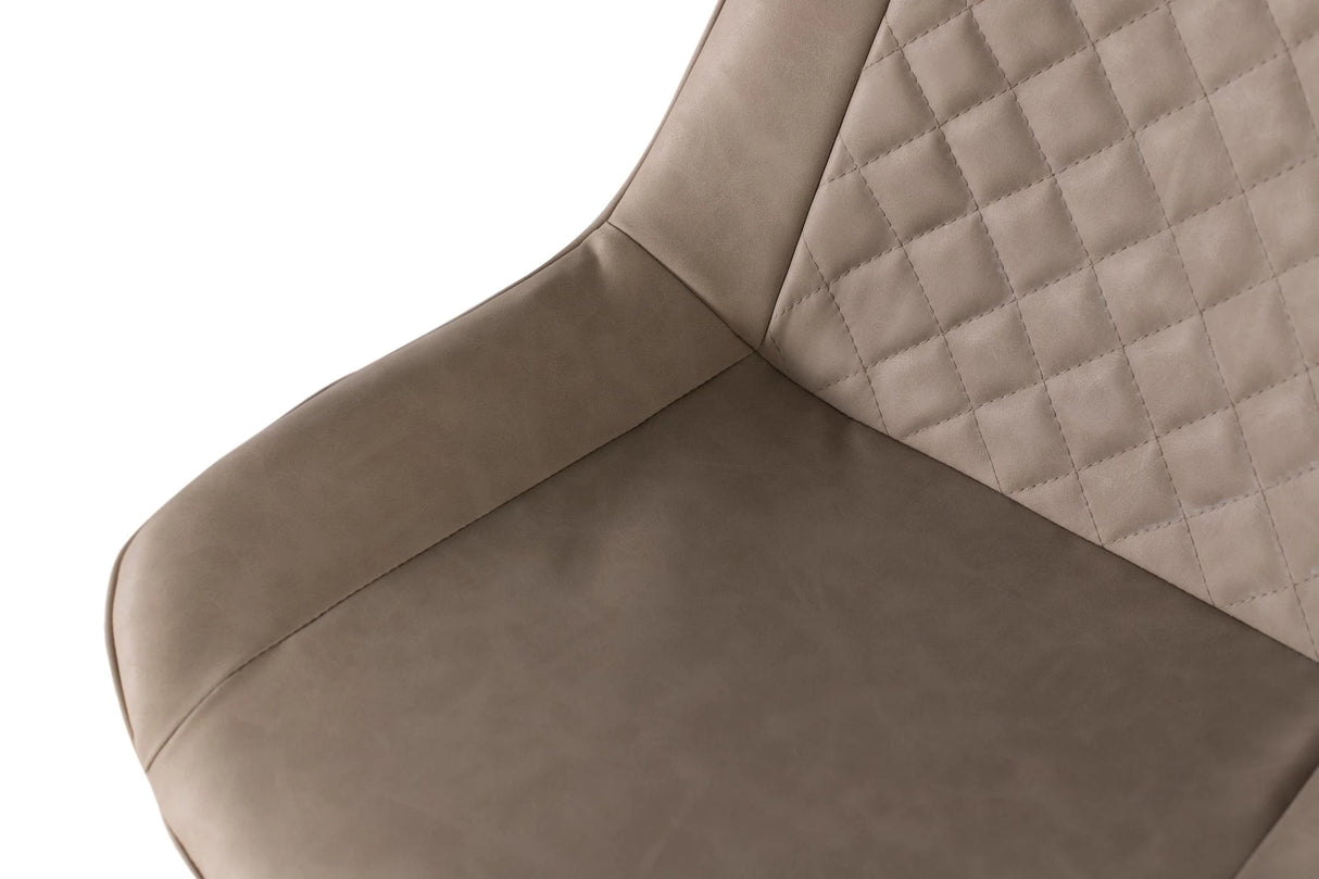 Giner and Colomer - Set Of 2 Chairs In Beige PU With Diamond Stitching & Black Steel Legs