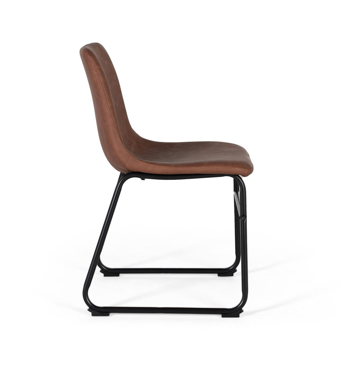 Giner and Colomer - Set Of 4 Brown PU Chairs With Matte Black Steel Legs