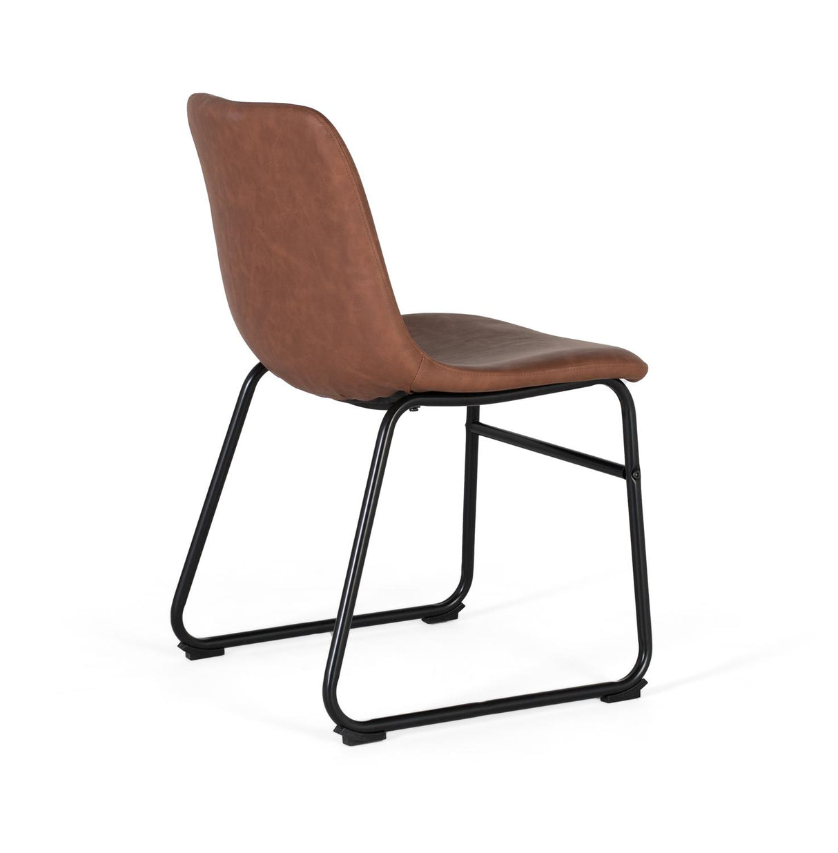 Giner and Colomer - Set Of 4 Brown PU Chairs With Matte Black Steel Legs