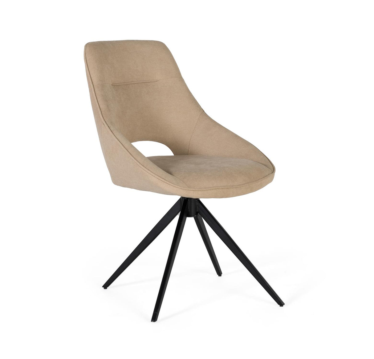 Giner and Colomer - Set Of 2 Swivel Chairs (Beige Fabric, Black Steel Legs)