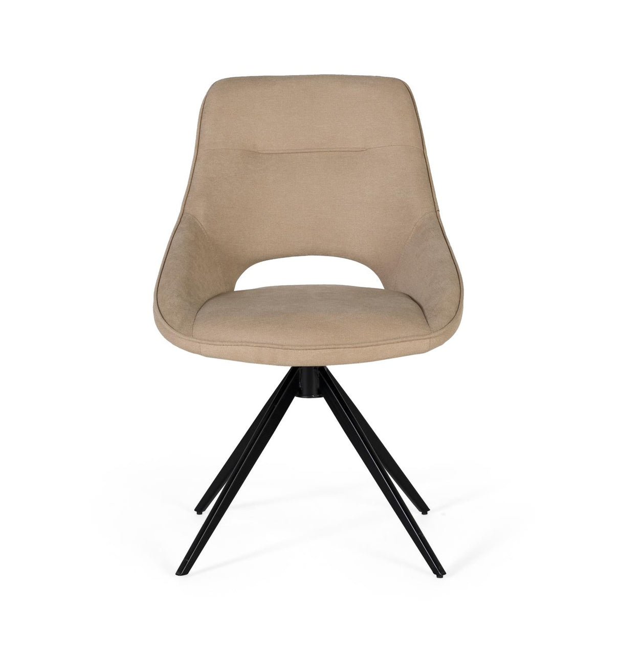 Giner and Colomer - Set Of 2 Swivel Chairs (Beige Fabric, Black Steel Legs)