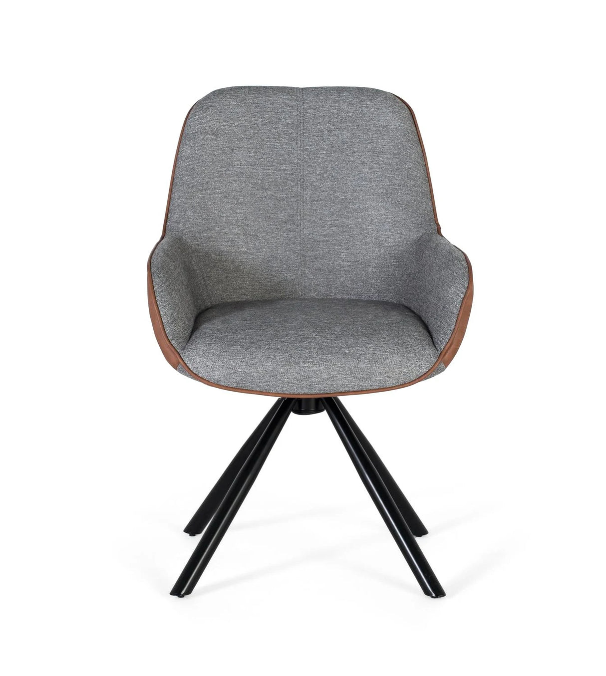 Giner and Colomer - Set Of 2 Swivel Chairs (Grey Fabric Front, Brown PU Back) With Tubular Legs