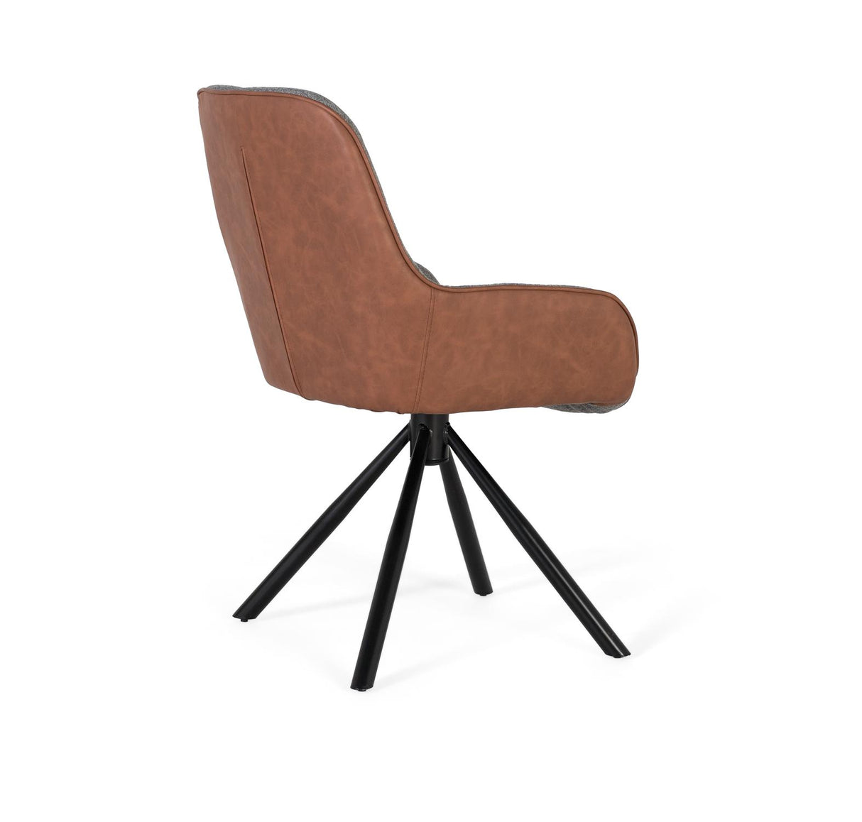 Giner and Colomer - Set Of 2 Swivel Chairs (Grey Fabric Front, Brown PU Back) With Tubular Legs