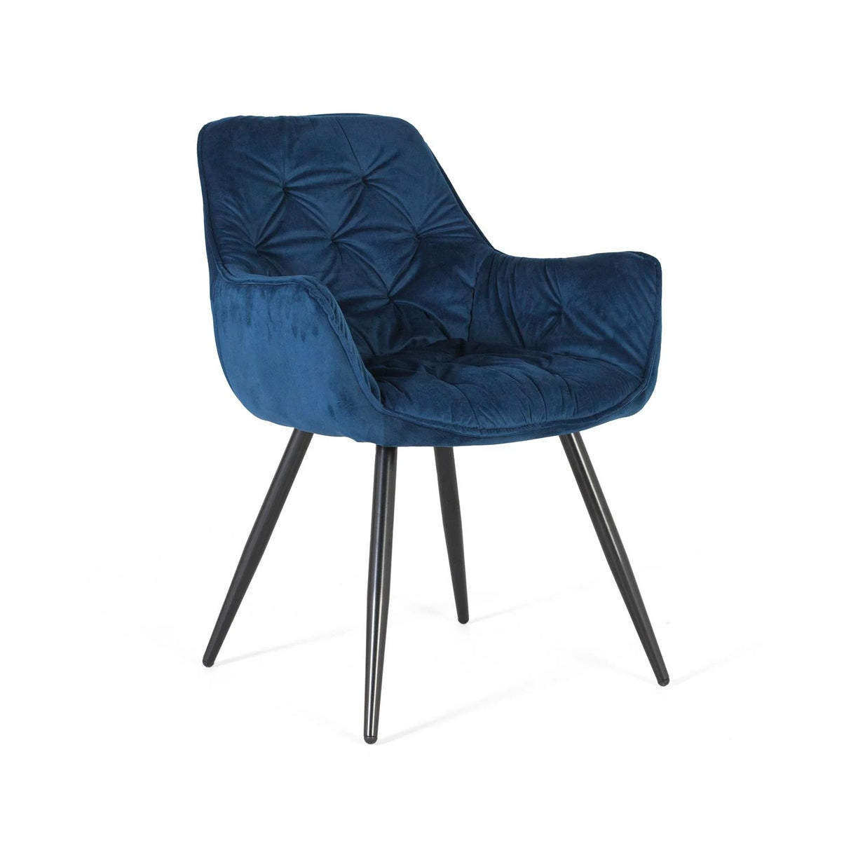 Giner and Colomer - Set Of 2 Electric Blue Velvet Chairs With Black Tubular Legs