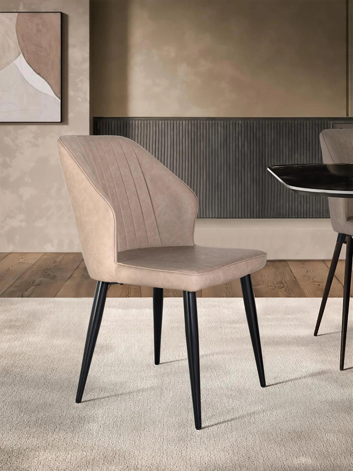 Giner and Colomer - Set Of 2 Grey PU Chairs With Matte Black Steel Tubing