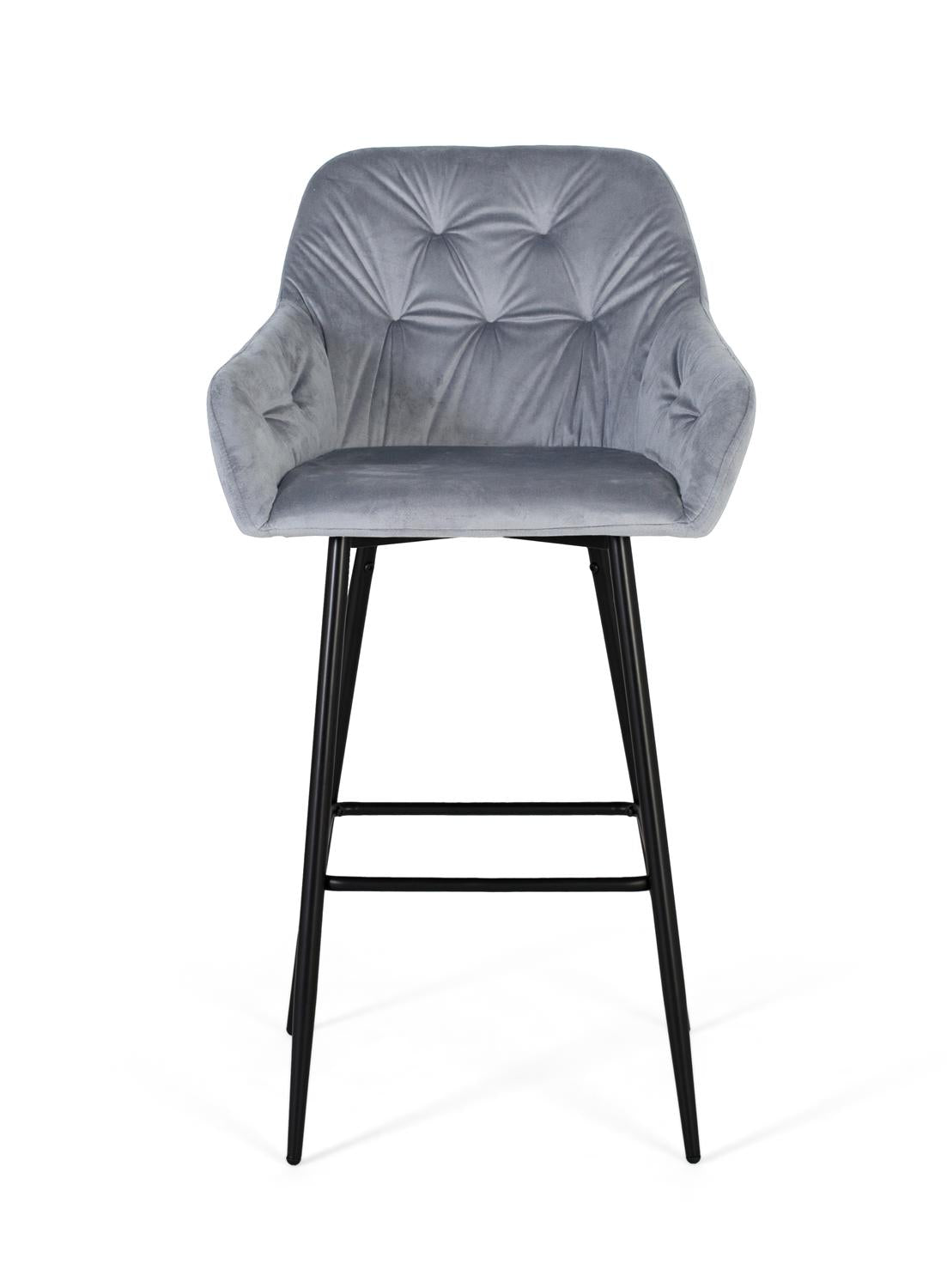 Giner and Colomer - Set Of 2 Velvet Stools In Deep Blue With Black Metal Legs