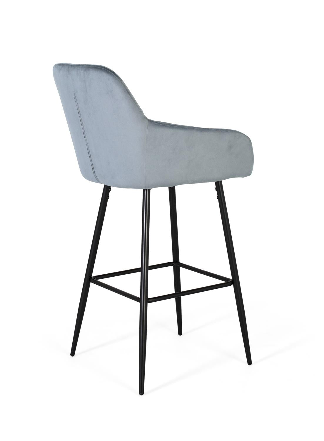 Giner and Colomer - Set Of 2 Velvet Stools In Deep Blue With Black Metal Legs