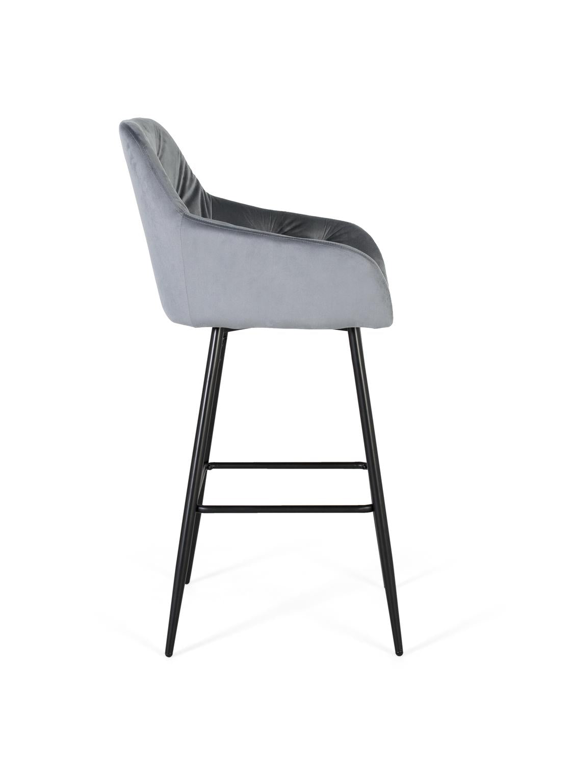 Giner and Colomer - Set Of 2 Velvet Stools In Deep Blue With Black Metal Legs