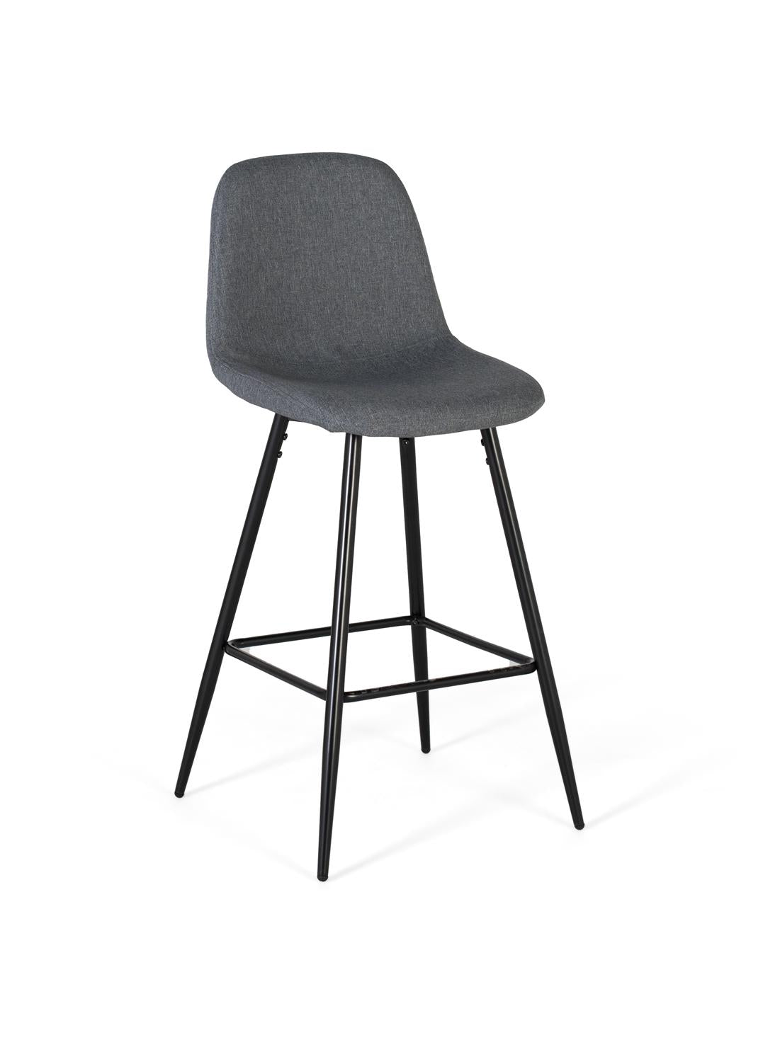 Giner and Colomer - Set Of 4 Grey Fabric Stools With Matte Black Metal Legs