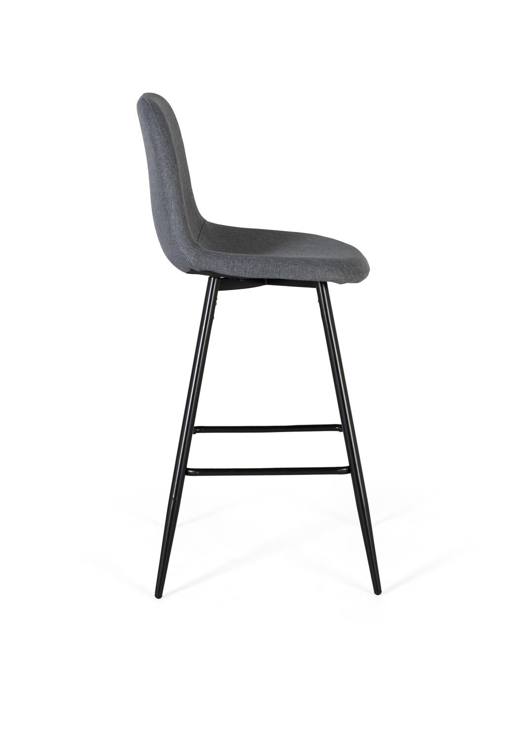 Giner and Colomer - Set Of 4 Grey Fabric Stools With Matte Black Metal Legs