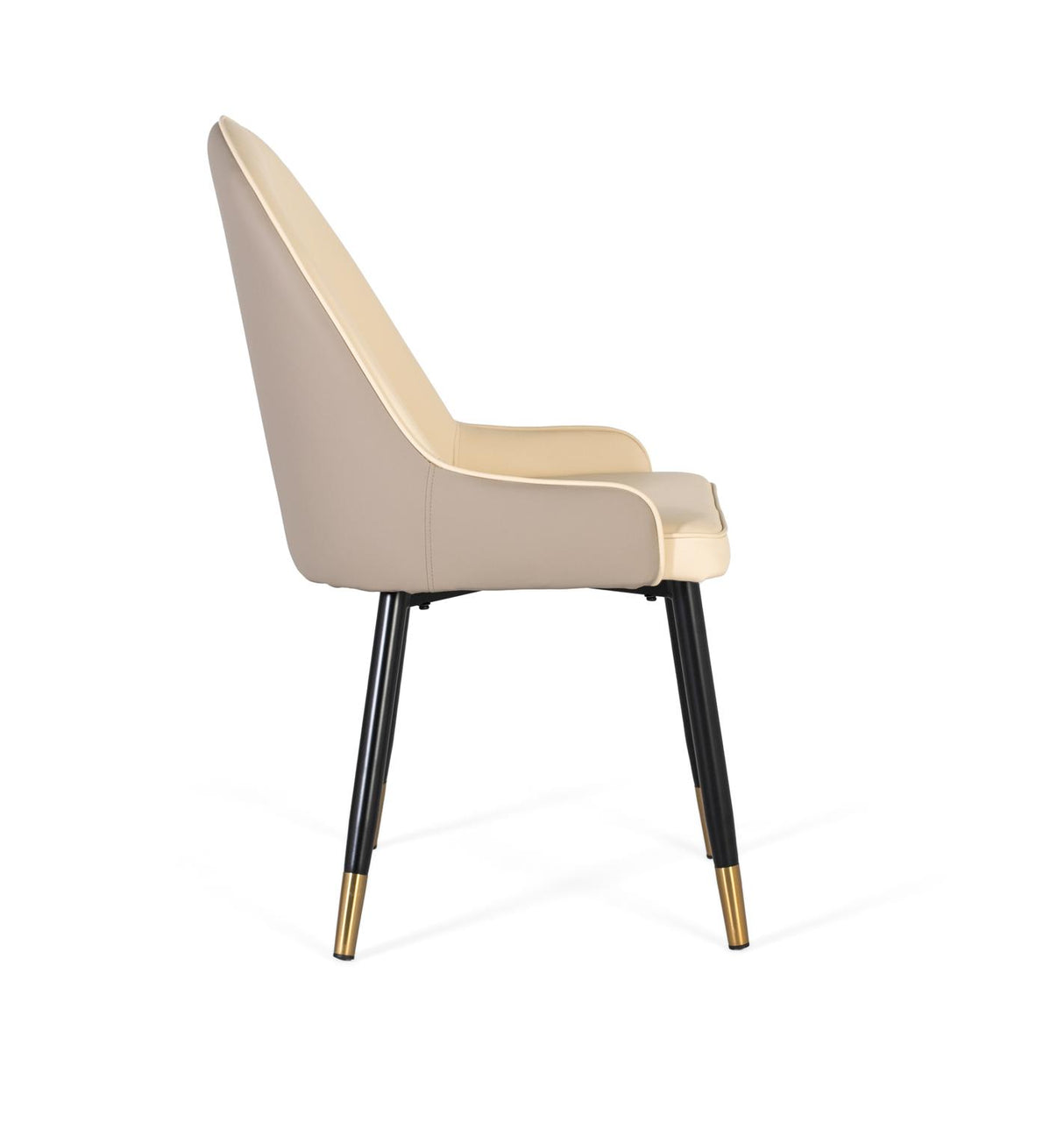 Giner and Colomer - Set Of 4 Beige Cowhide Chairs With Black Legs & Gold Tips