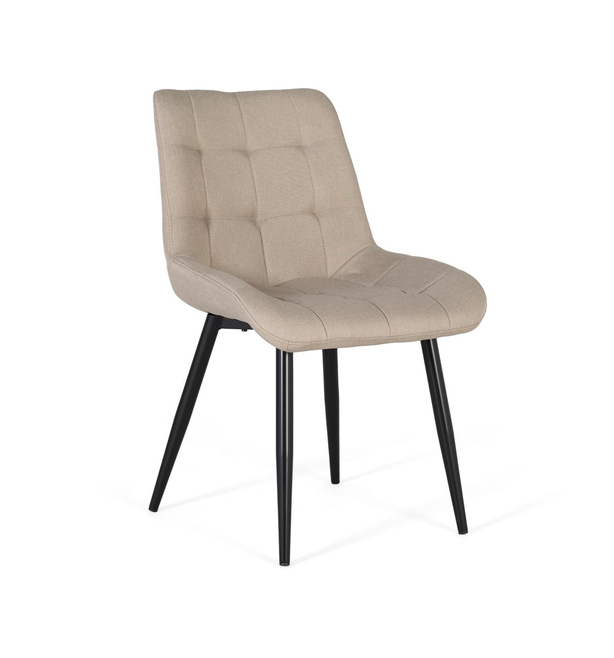 Giner and Colomer - Set Of 2 Beige Fabric Chairs With Button-Less Quilting & Black Legs