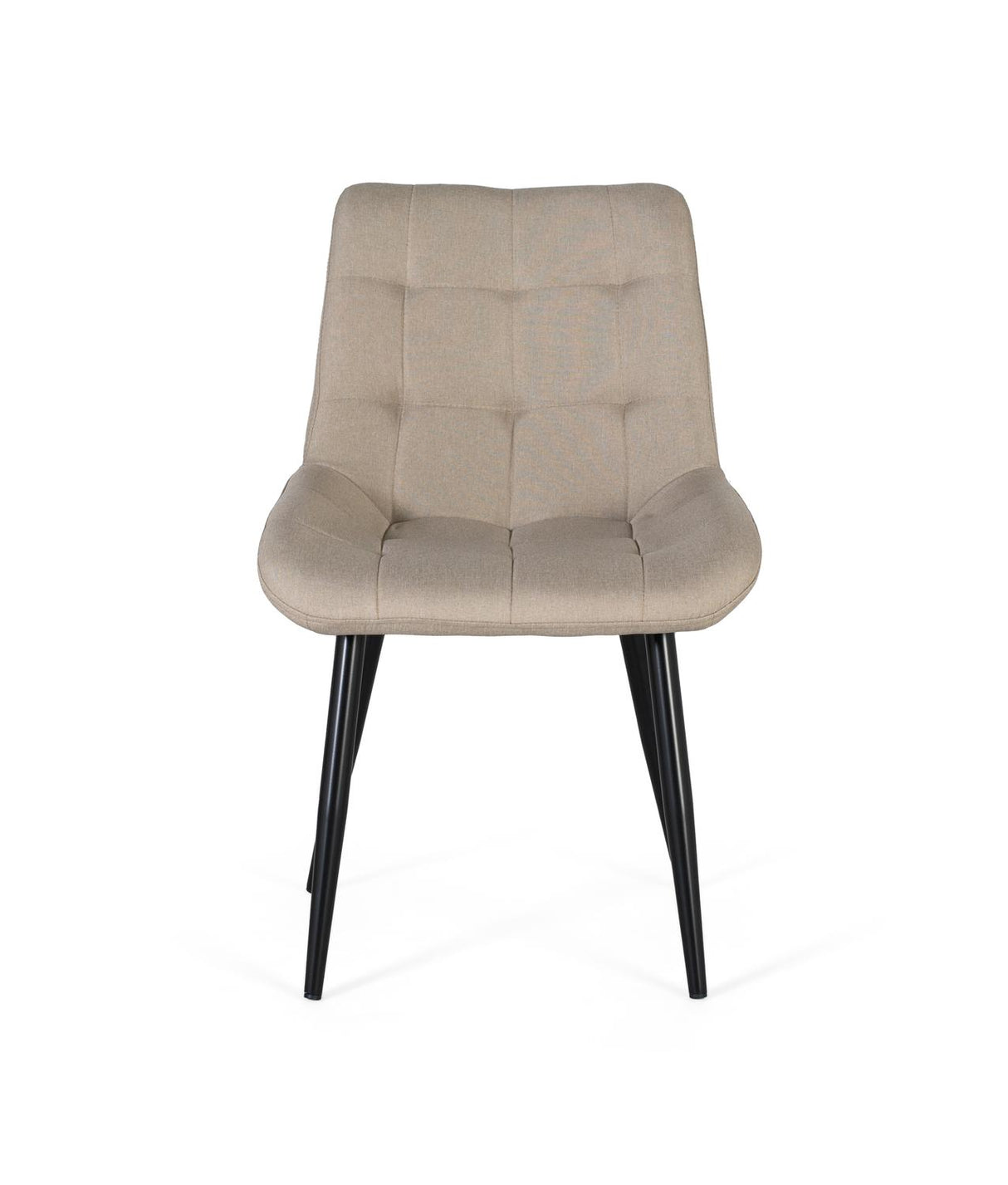 Giner and Colomer - Set Of 2 Beige Fabric Chairs With Button-Less Quilting & Black Legs