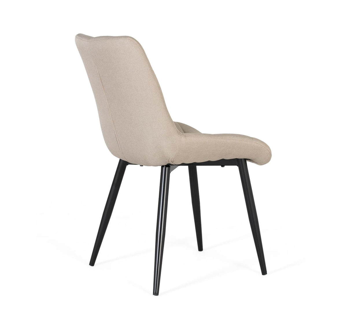 Giner and Colomer - Set Of 2 Beige Fabric Chairs With Button-Less Quilting & Black Legs