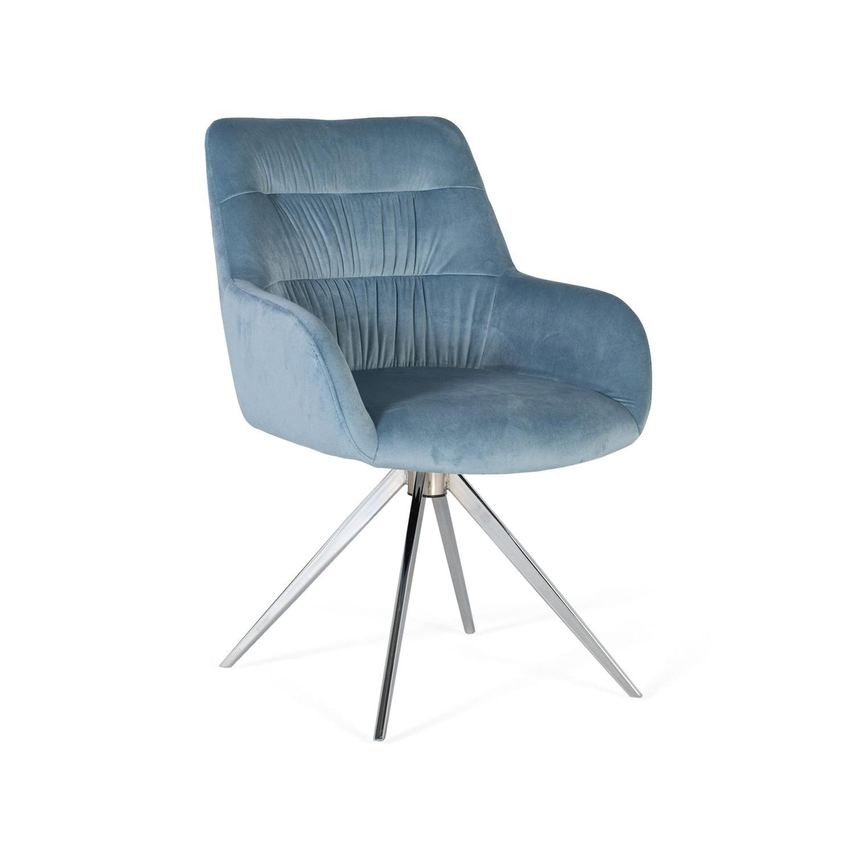 Giner and Colomer - Set Of 2 Light Blue Velvet Armchairs With Nickel-Plated Steel Legs