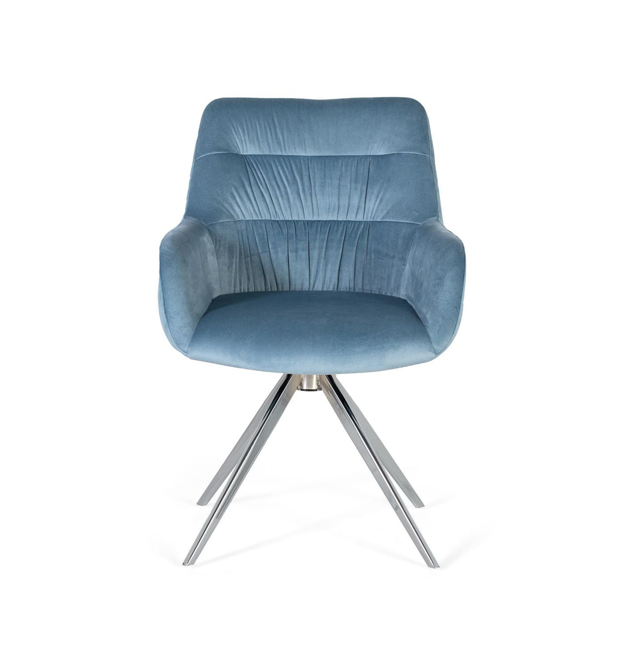 Giner and Colomer - Set Of 2 Light Blue Velvet Armchairs With Nickel-Plated Steel Legs
