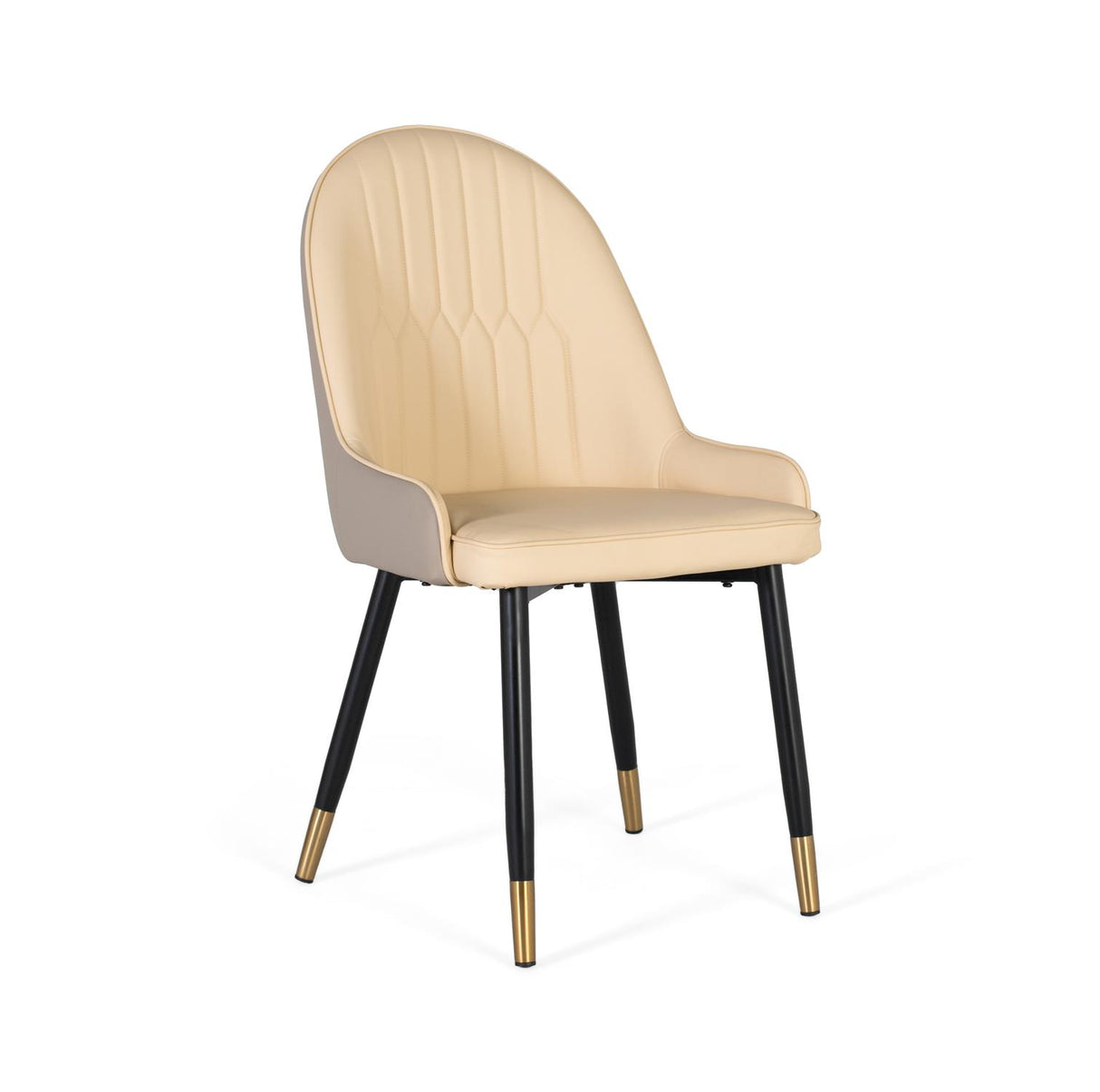 Giner and Colomer - Set Of 4 Beige Cowhide Chairs With Black Metal & Gold-Tipped Legs