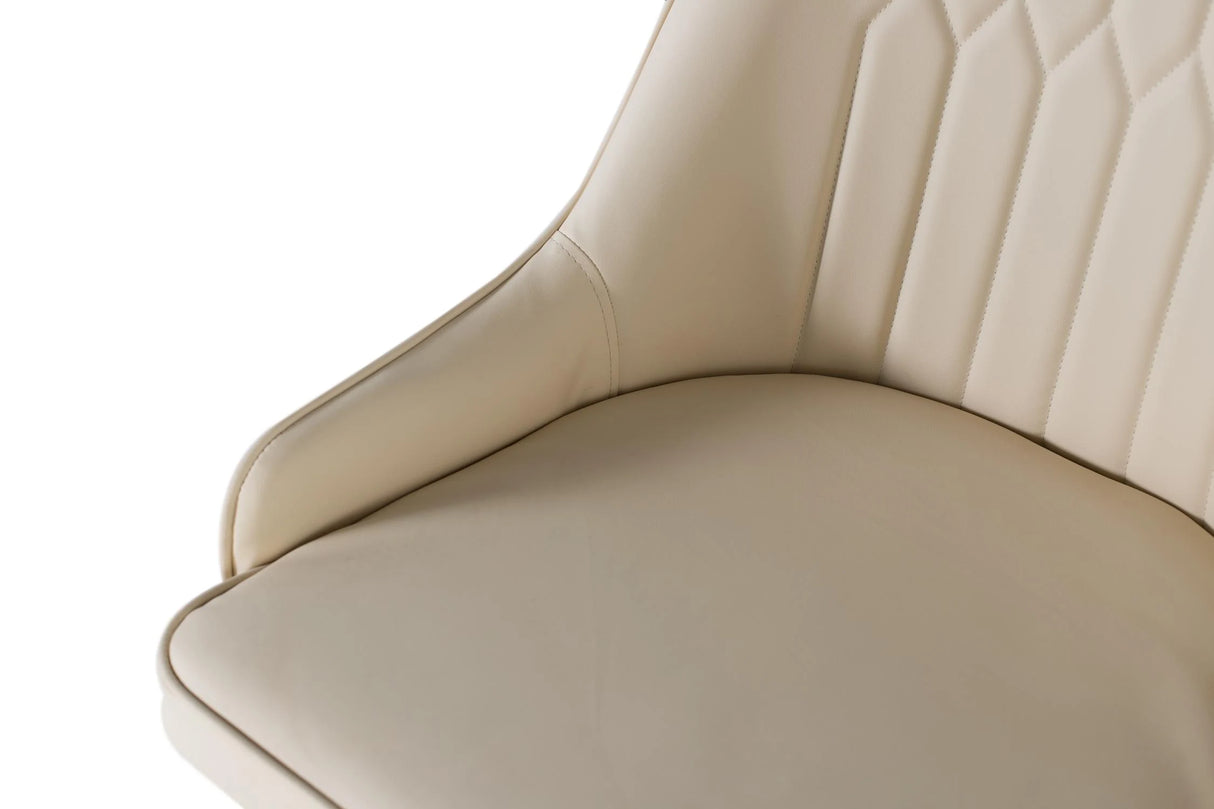 Giner and Colomer - Set Of 4 Beige Cowhide Chairs With Black Metal & Gold-Tipped Legs