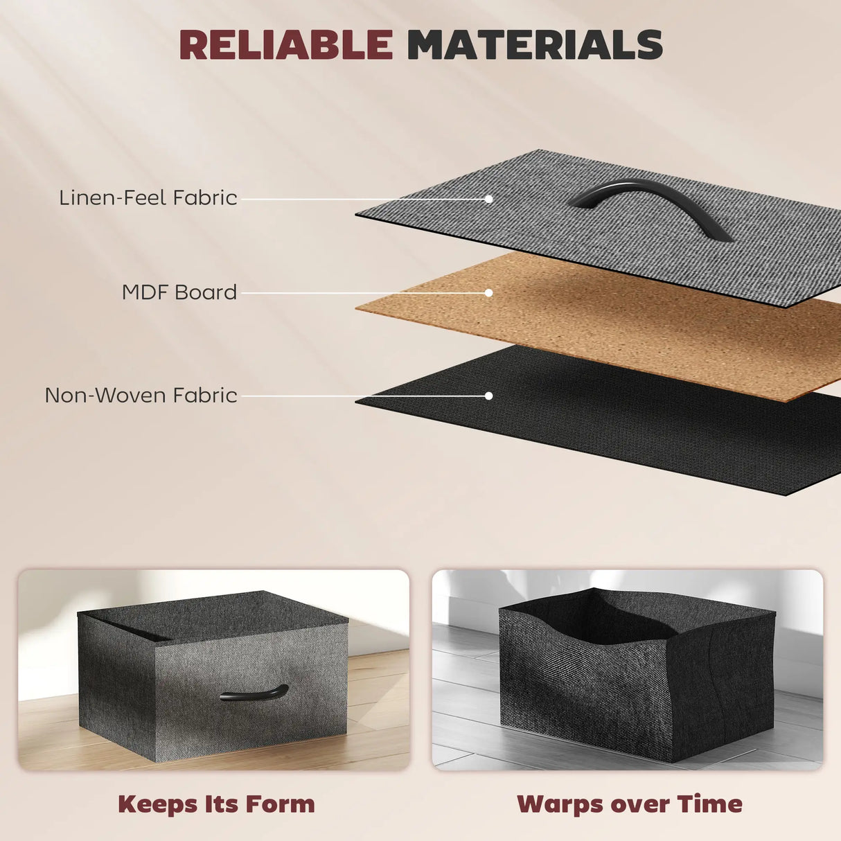 HOMCOM Chest of Eight Fabric Drawers - Charcoal Grey