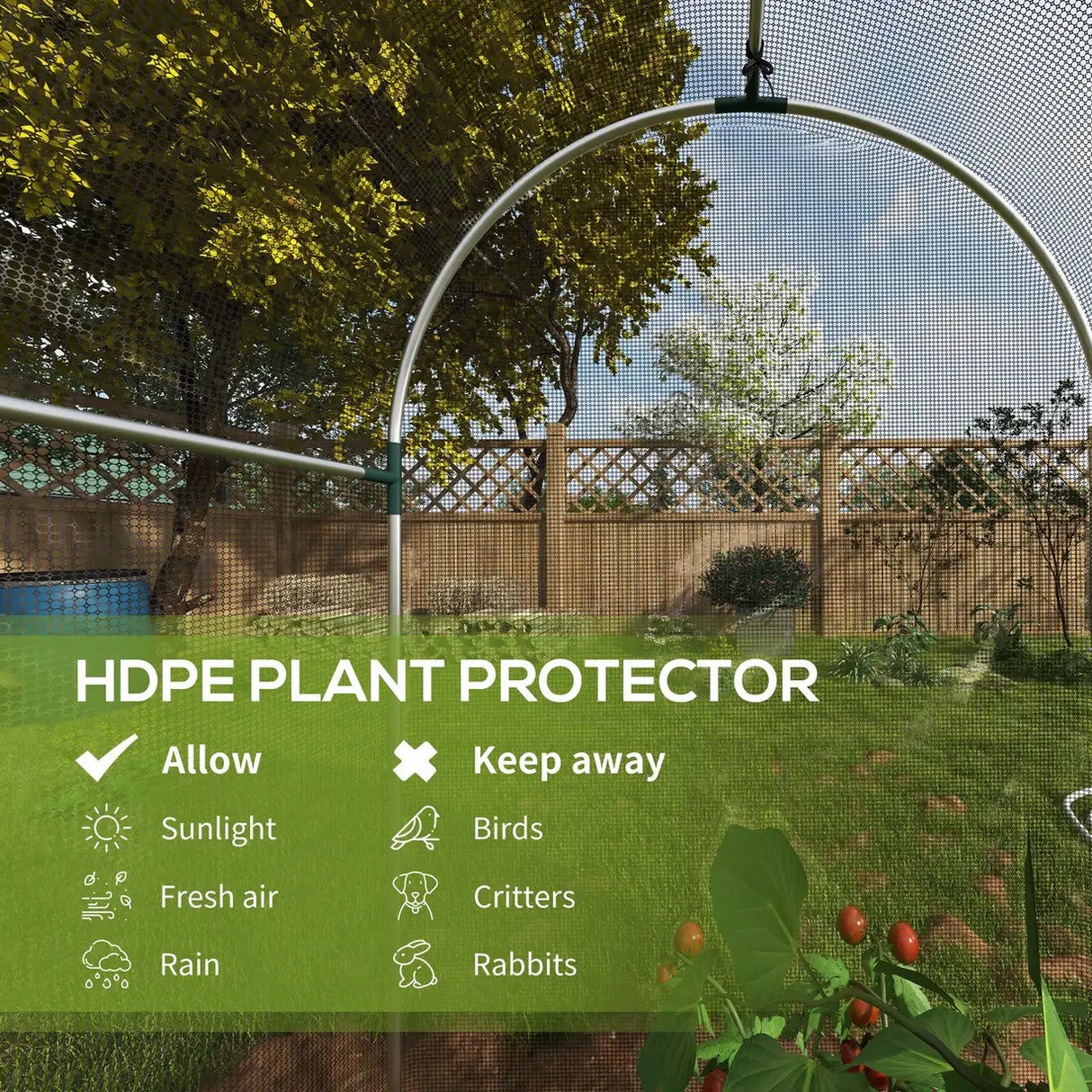 Outsunny Galvanised Steel Fruit Cage, Plant Protection Tent with Zipped Door, 1.2 x 1.2 x 1.9m, Black