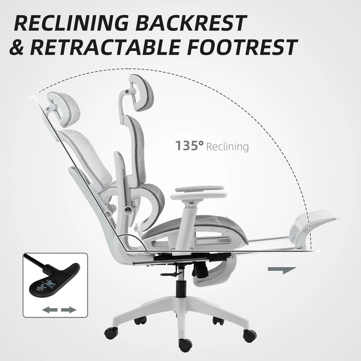 HOMCOM Multi-Adjustable Mesh Office Chair - Grey and White